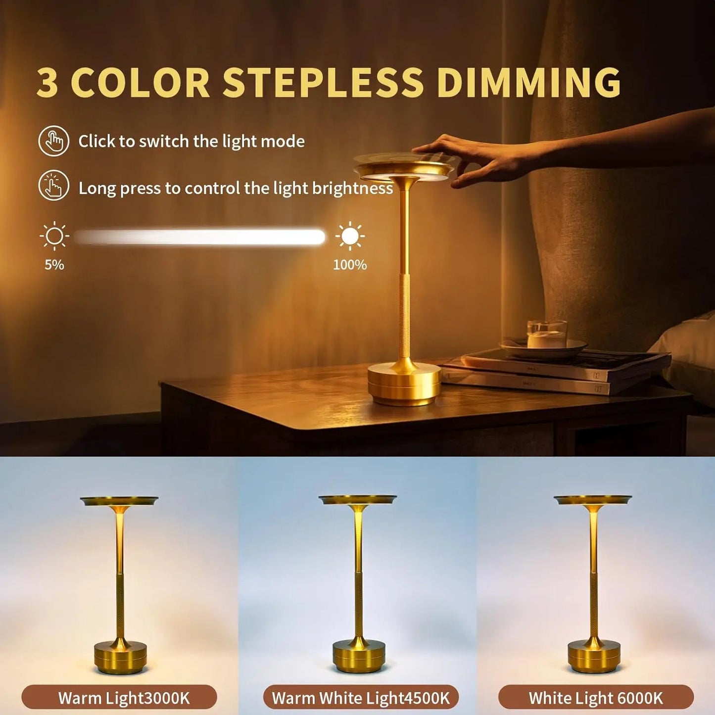 Celviera Rechargeable LED Touch Sensor Table Lamp
