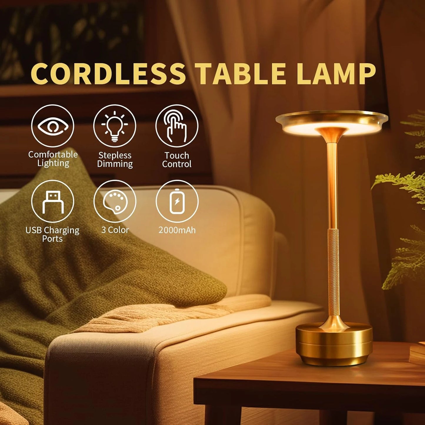 Celviera Rechargeable LED Touch Sensor Table Lamp